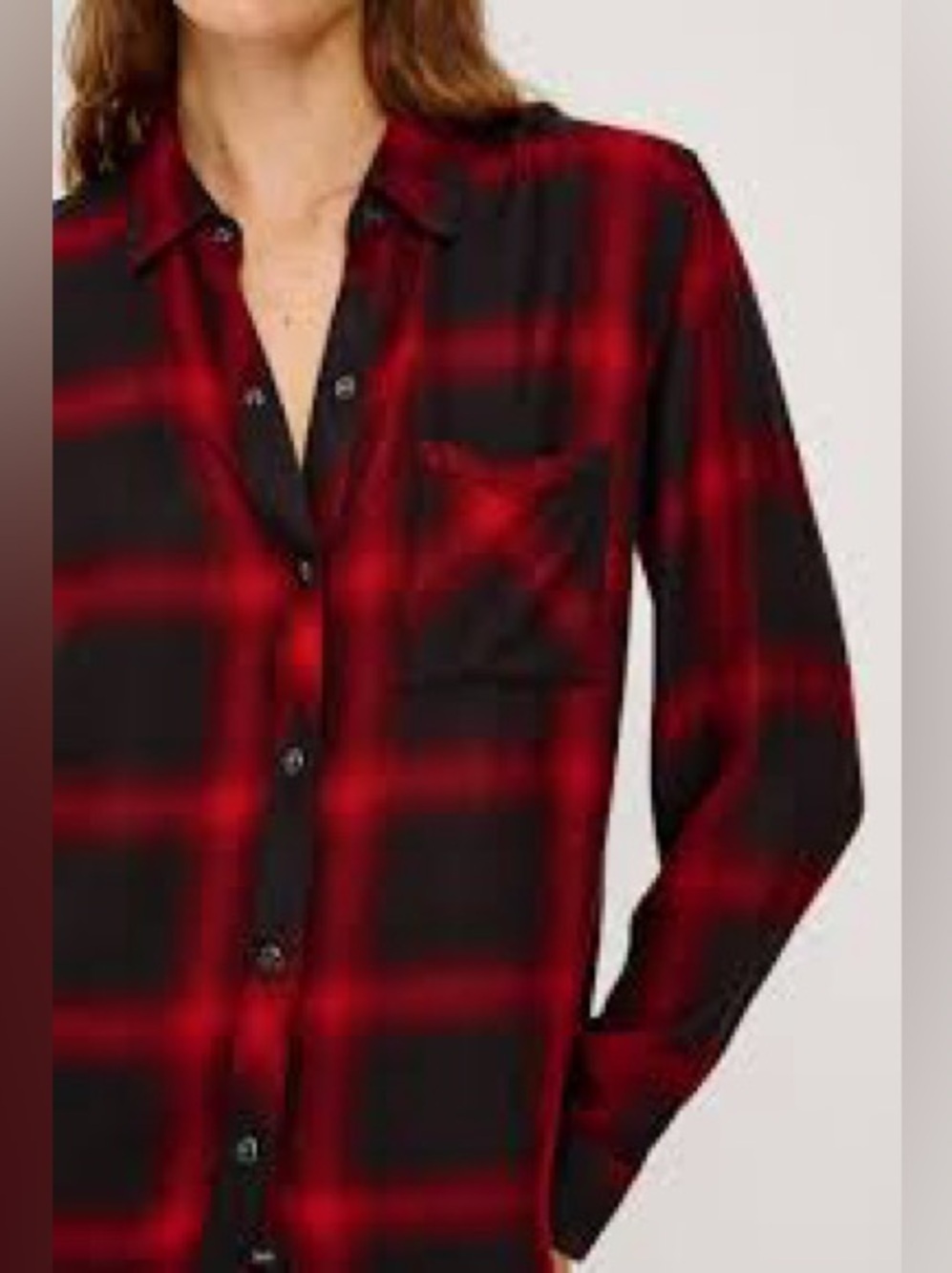 Rails Hunter Brick & Black Plaid Button Down Cotton Blend Shirt L - Picture 1 of 8